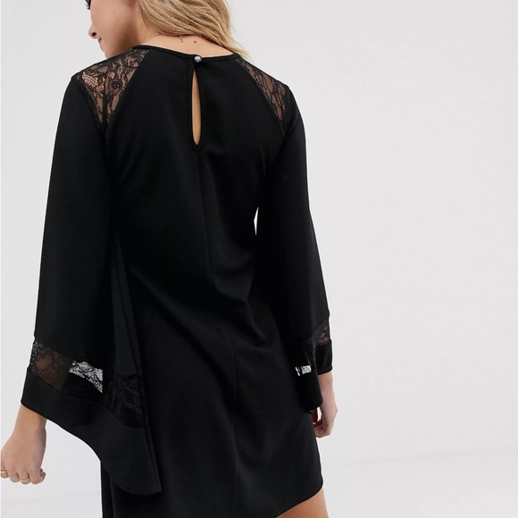 ASOS Lace Insert Black Shift Dress - Picture 2 of 6